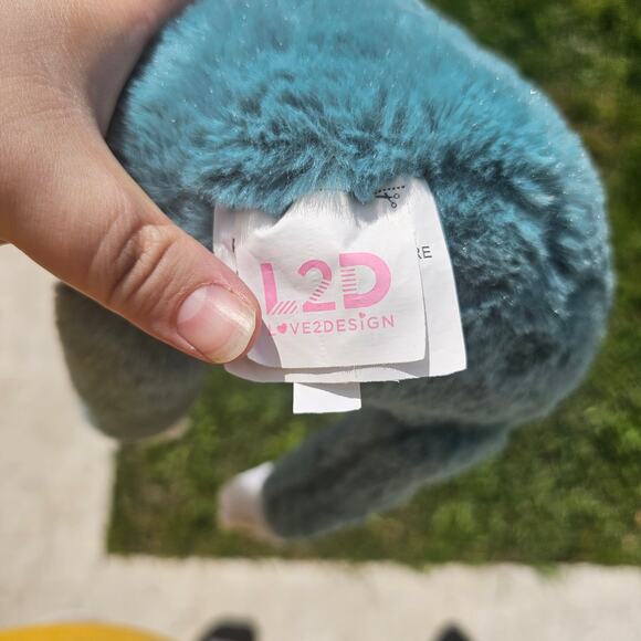 L2D Love 2 Design Blue Teal Dinosaur Plush Pillow Stuffed Animal Triceratops - Picture 3 of 4